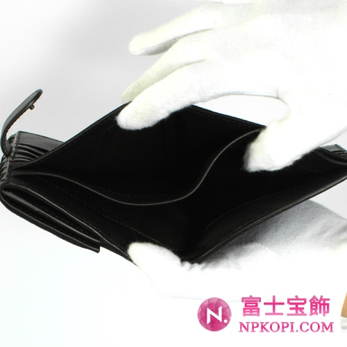 ボッテガヴェネタ シープスキン 二つ折財布 ブラック  163240V001N1000 